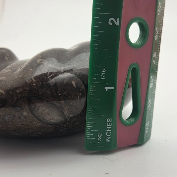 Black Sleeping Cat Kitty Natural Carved Fossil Stone Pakistan - Picture 12 of 12